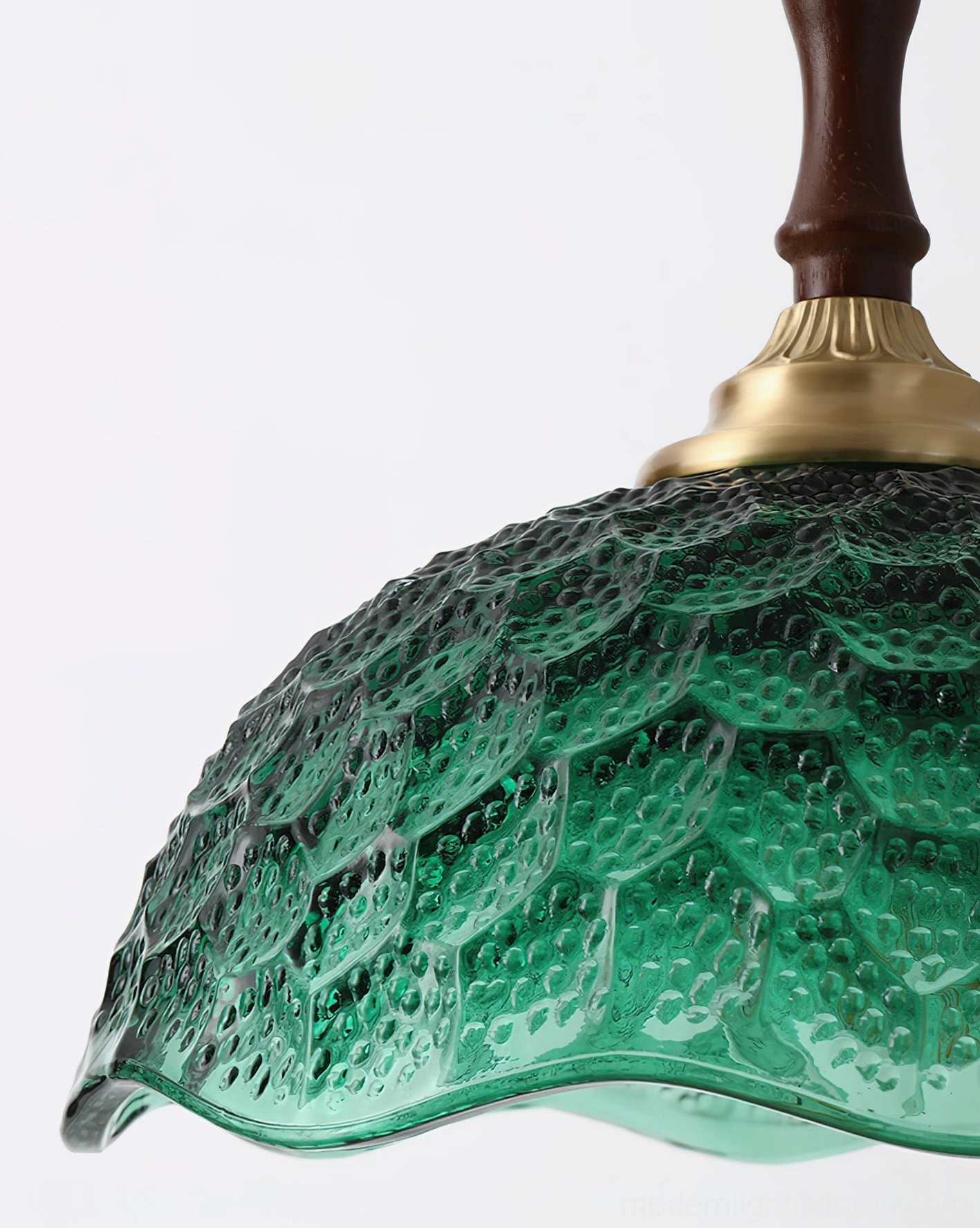 Grevia scalloped glass pendant light detailed close-up showing embossed wavy texture and glass craftsmanship