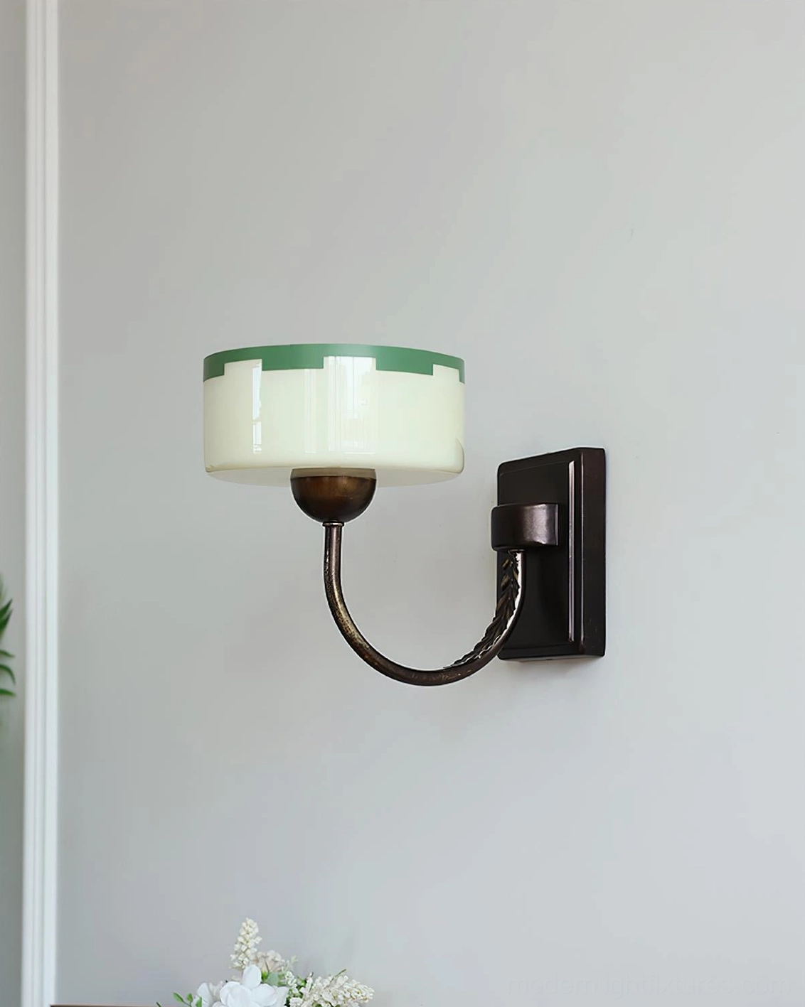 Grevola Art Deco wall sconce architectural detail view highlighting craftsmanship and vintage design elements