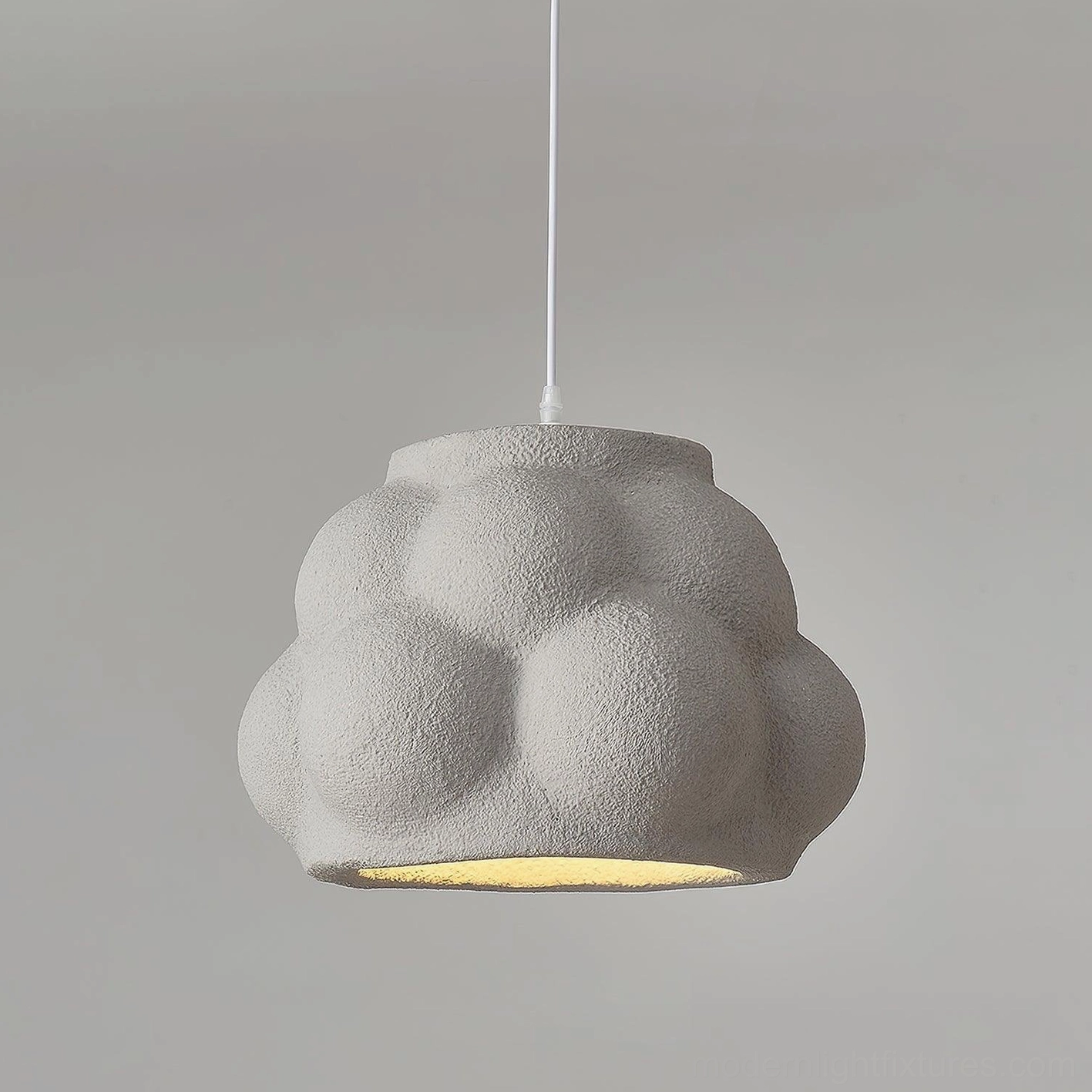 Grey organic textured cloud pendant fixture modern contemporary lighting design showcase