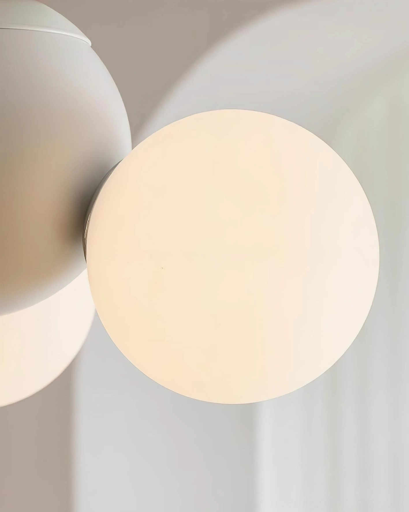 Grey and white pastel multi-globe pendant light fixture complete assembly view
