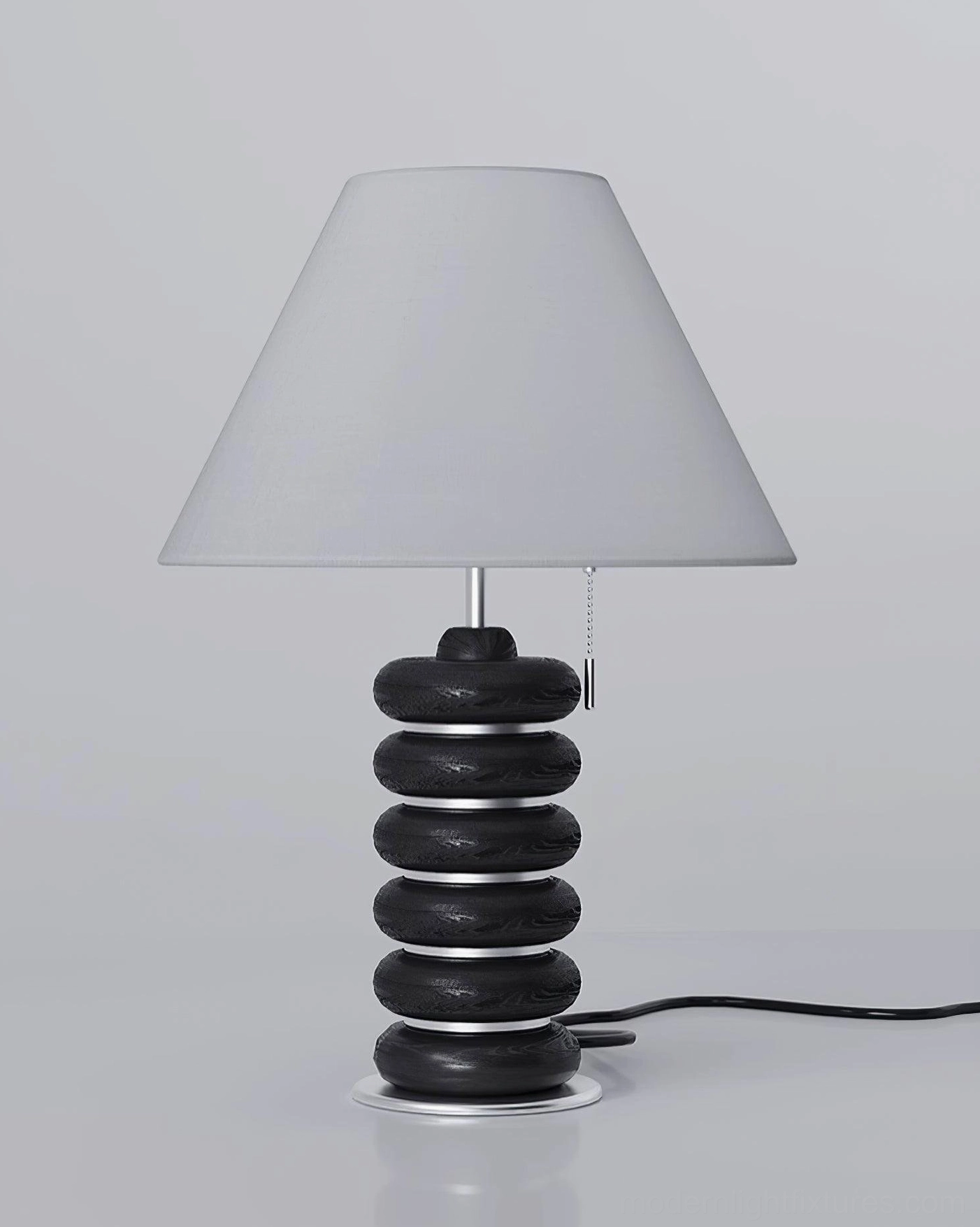 Walnut wood table lamp artisan crafted stacking design traditional meets contemporary