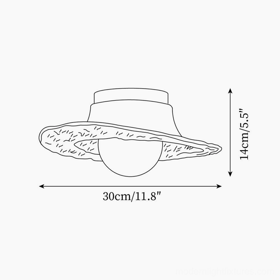 Technical line drawing specification of Grima hat ceiling light showing 30cm diameter and 14cm height dimensions