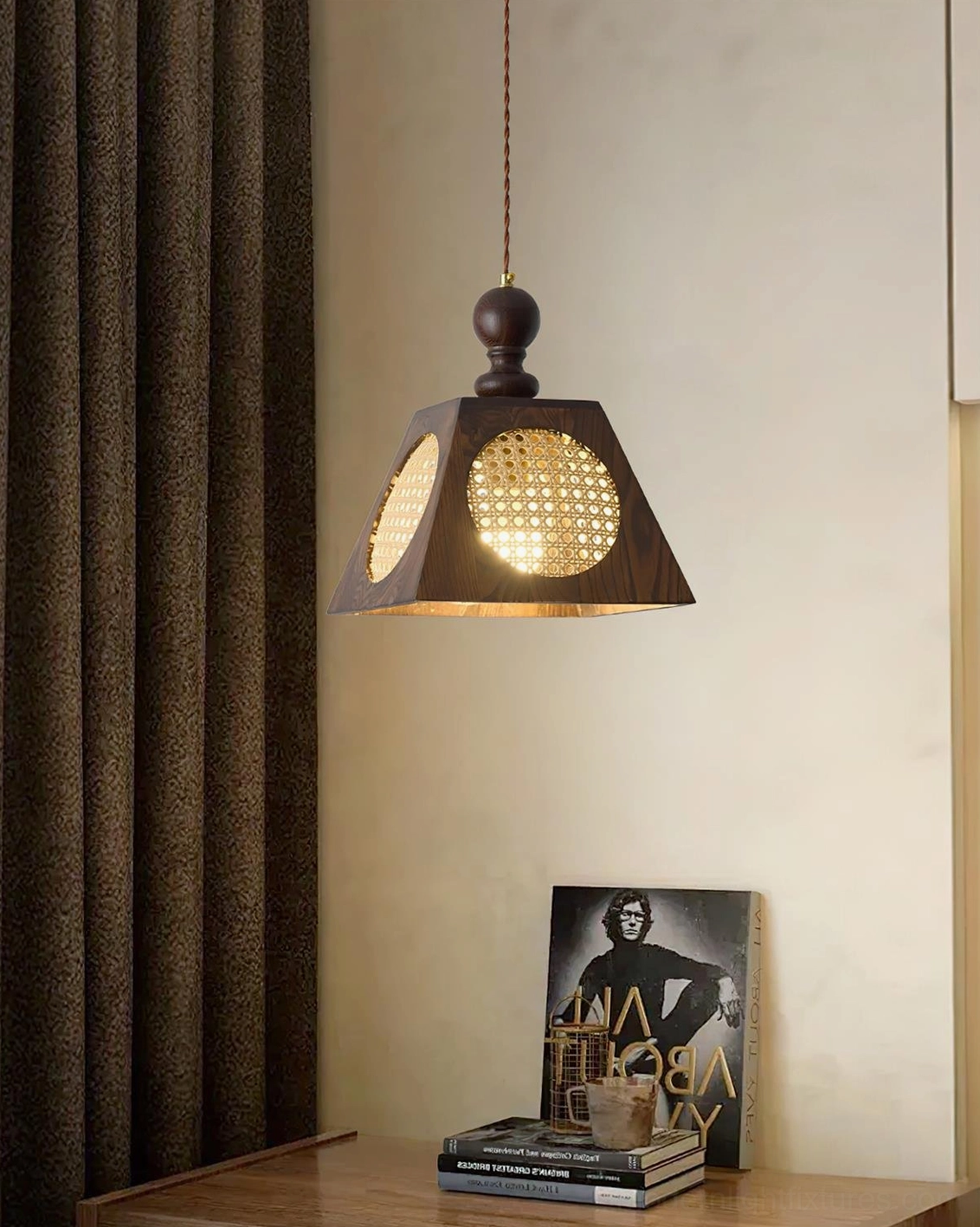 Grove handwoven pendant lamp home office study desk vintage poster styling