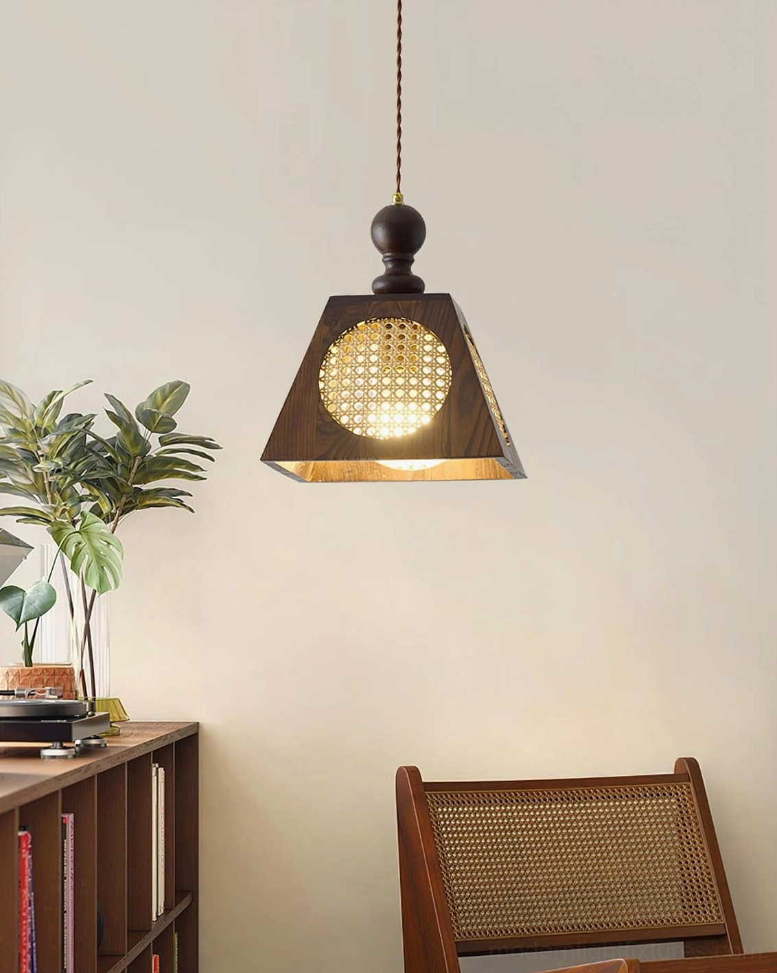 Grove woven pendant lamp boho retro home office bookshelf rattan chair