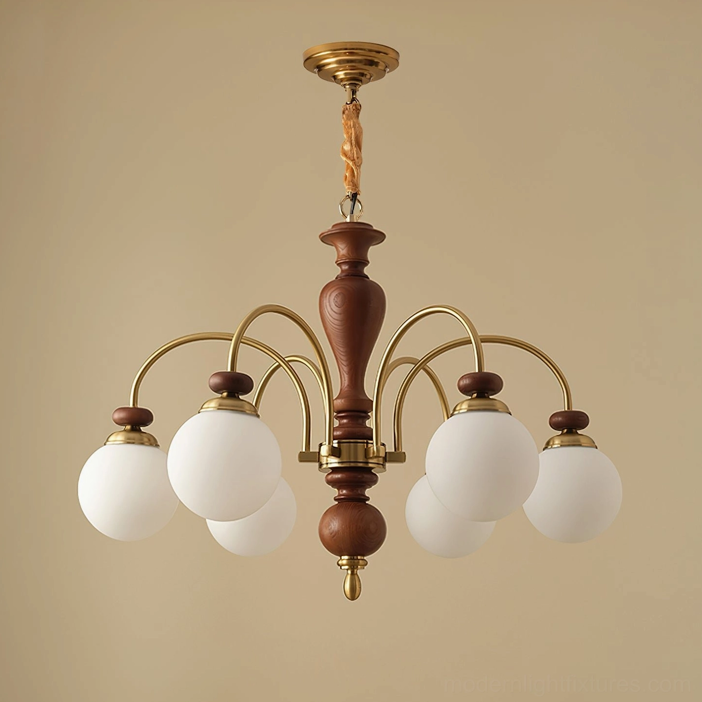 Guillerme wooden chandelier size comparison 3 head 6 head 8 head options