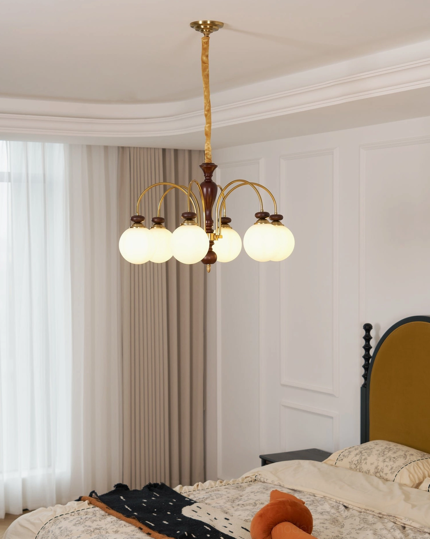 Guillerme wooden chandelier transitional style traditional warmth modern aesthetics