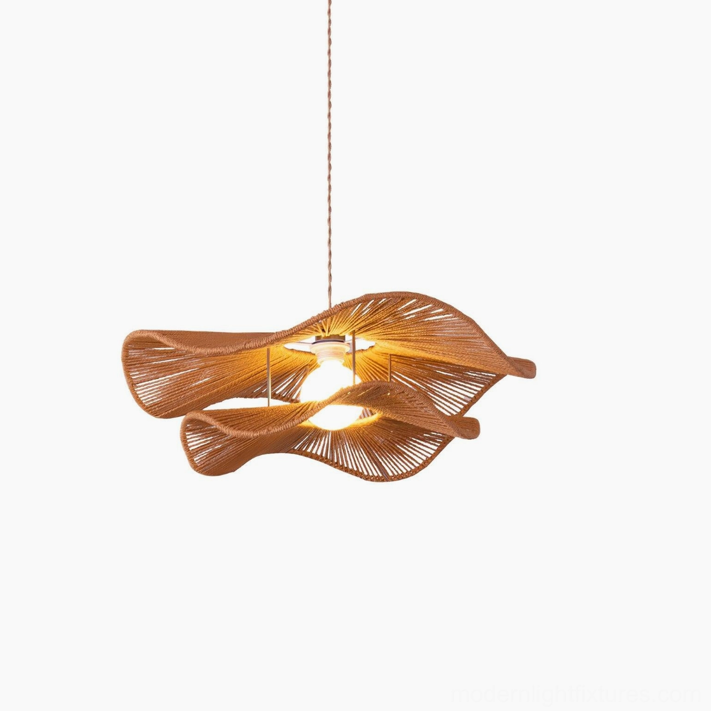 Gunilla hemp rope pendant light artistic composition highlighting natural rope texture and modern bohemian aesthetic