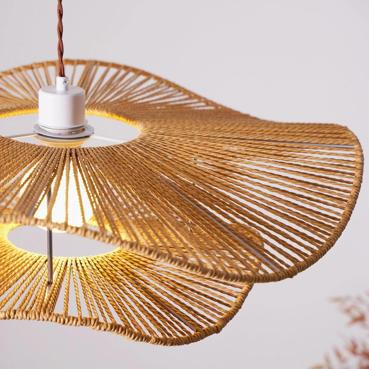 Gunilla hemp rope pendant light showing layered woven construction and hand-crafted artisanal quality details