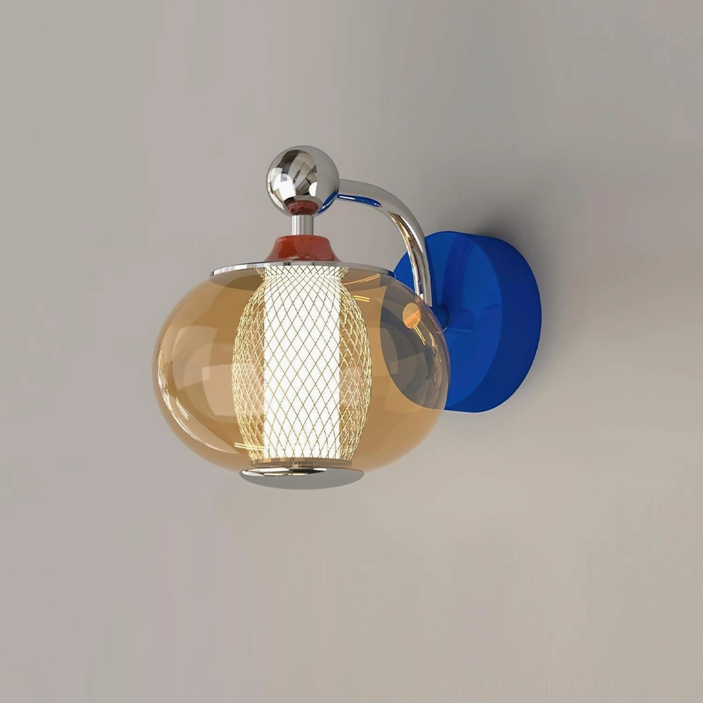 Gyro modern wall lamp with spherical shade and color-blocking design versatility showcase