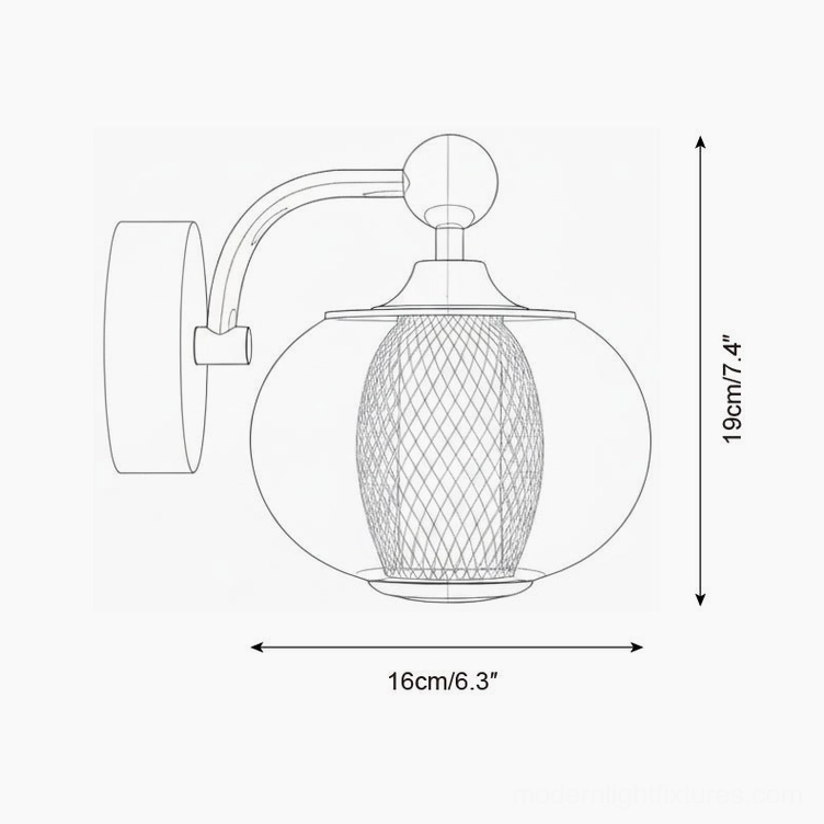 Gyro wall lamp technical orthographic front view showing dimensions and design proportions
