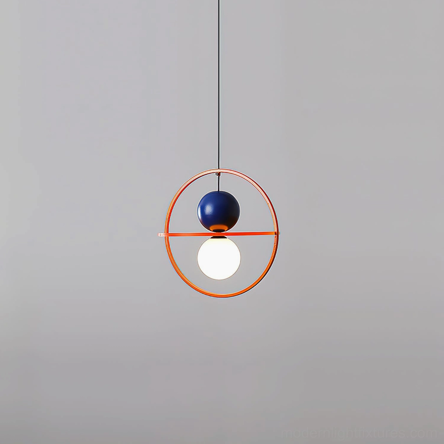Halo Duo compact pendant lamp frontal hanging view geometric frame design