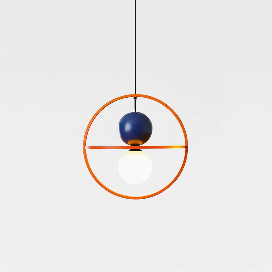 Halo Duo pendant light complete geometric structure frontal hanging illuminated design