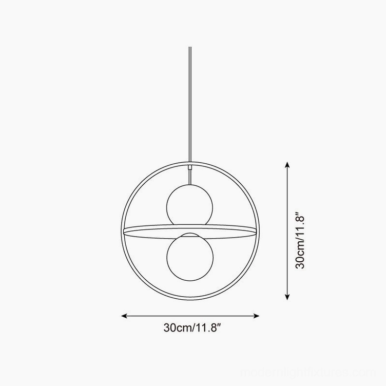 Halo Duo pendant light design schematic technical drawing 30cm diameter specification