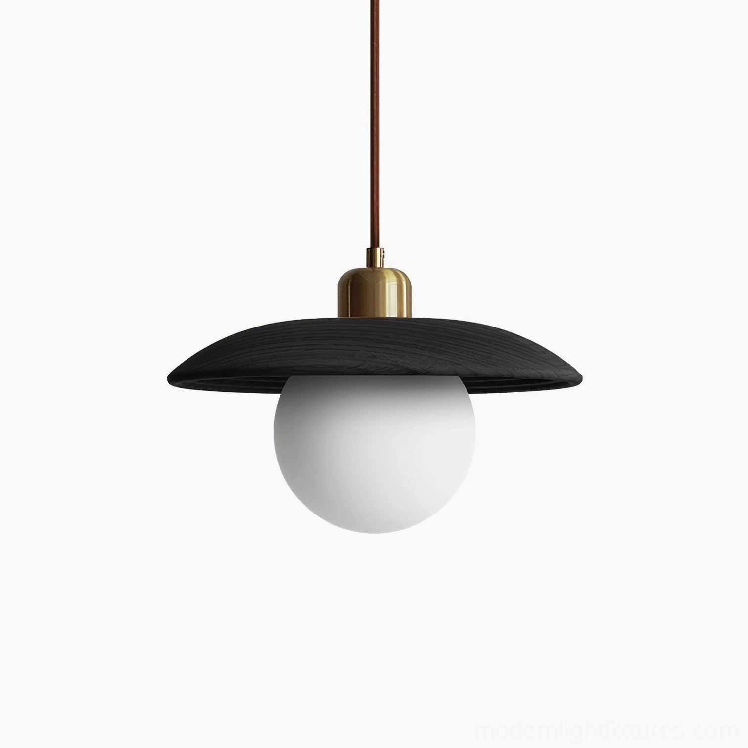 Halo oak globe pendant light - modern wood and brass pendant fixture for contemporary interiors