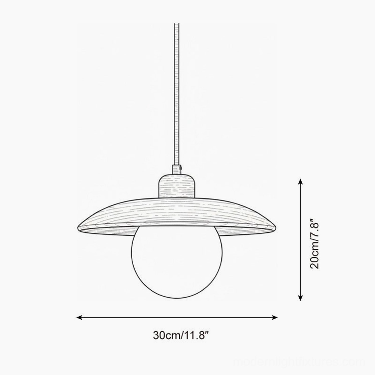 Halo oak globe pendant light technical specifications and dimension drawing