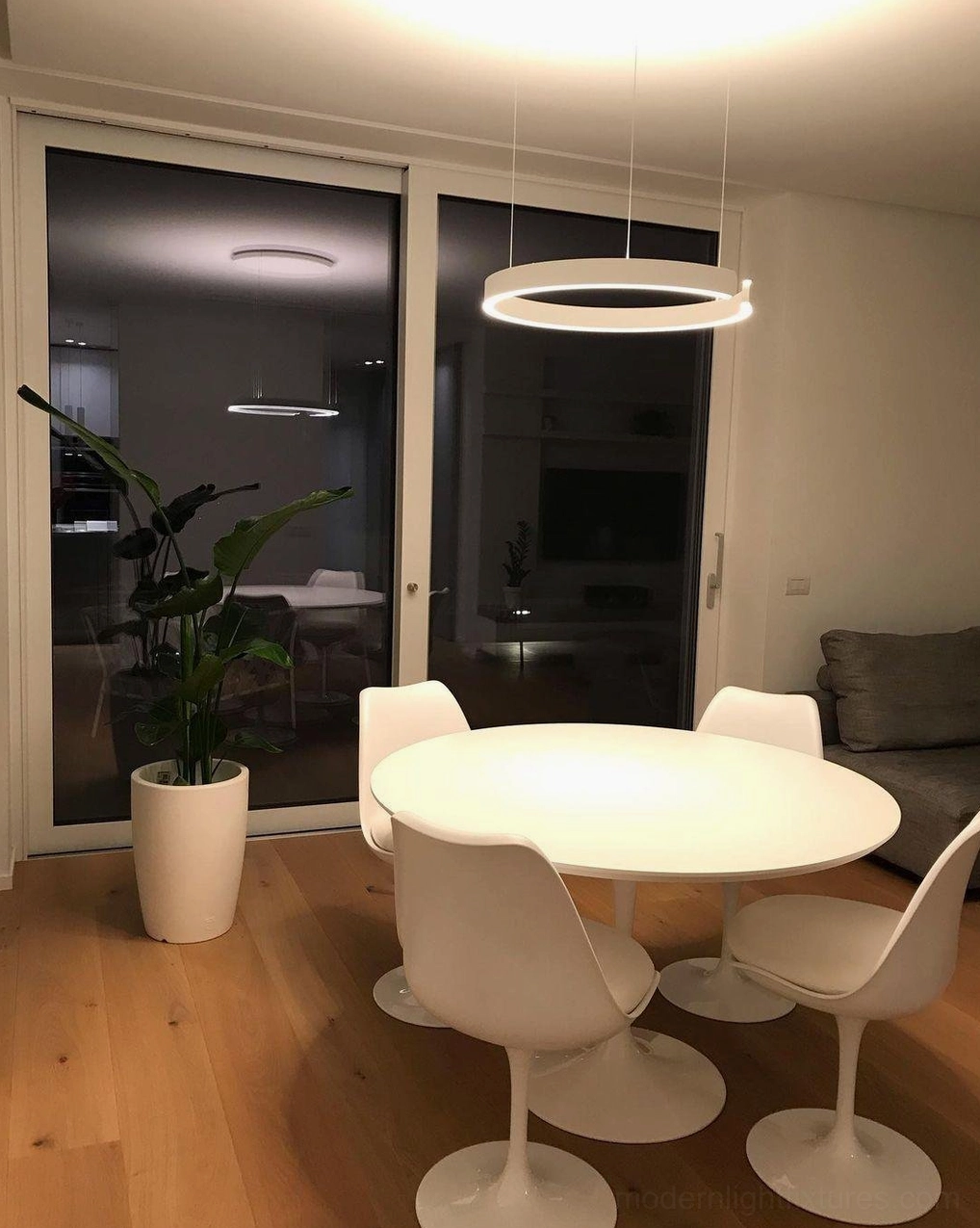 Halo LED pendant light showing 40cm small size variant for accent and bedroom applications