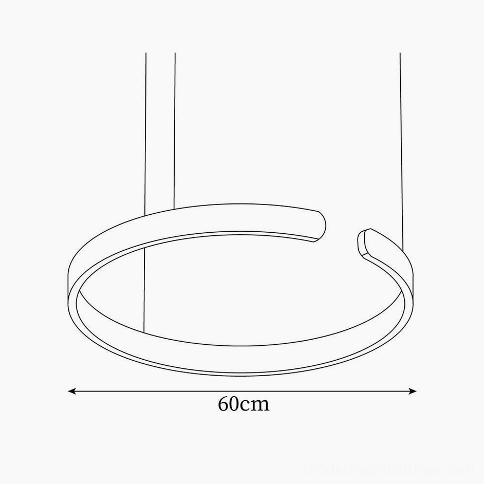 Halo ring pendant lamp technical schematic diagram showing 60cm diameter dimensions and design specifications
