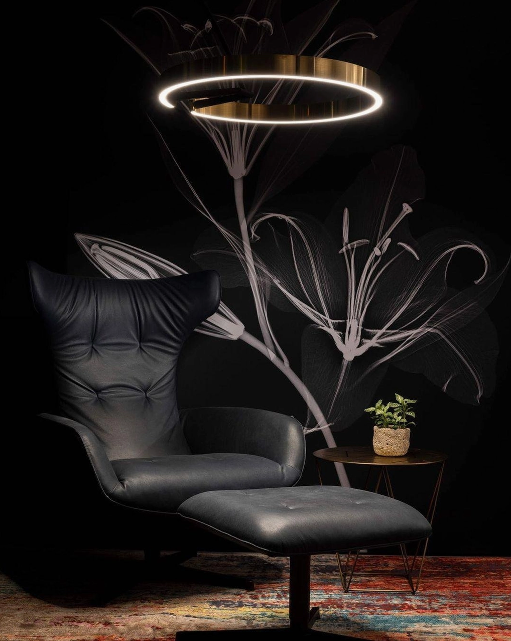Halo ring pendant lamp with non-replaceable LED technology eliminating maintenance concerns