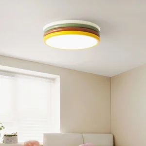 Hamburger ceiling light installed on bedroom ceiling with soft warm glow creating ambient lighting