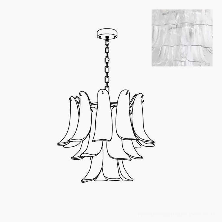 Hand-blown clear green glass petal chandelier sophisticated color option interior design choice