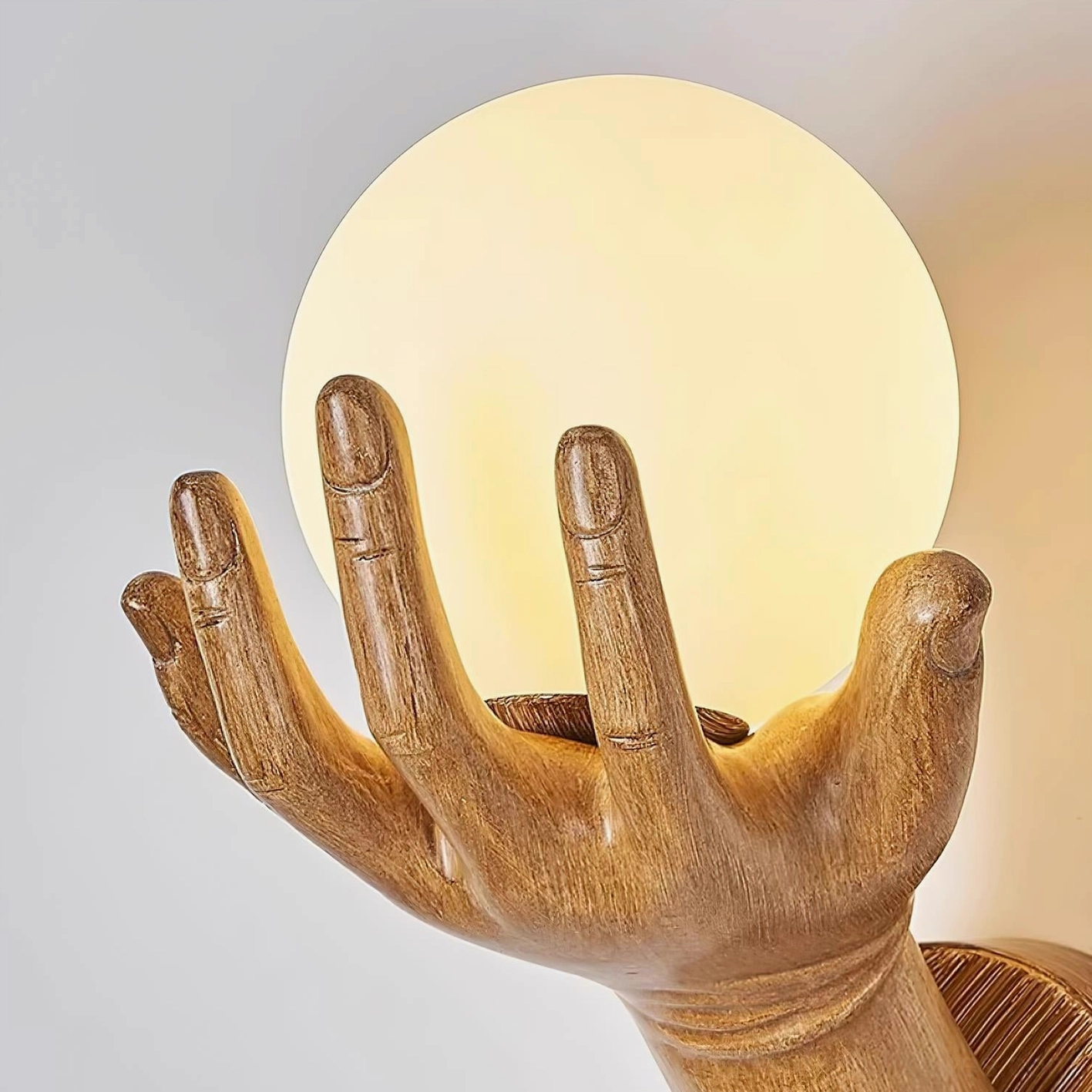Hand of Victory sculptural sconce showing finish quality and hand craftsmanship detail