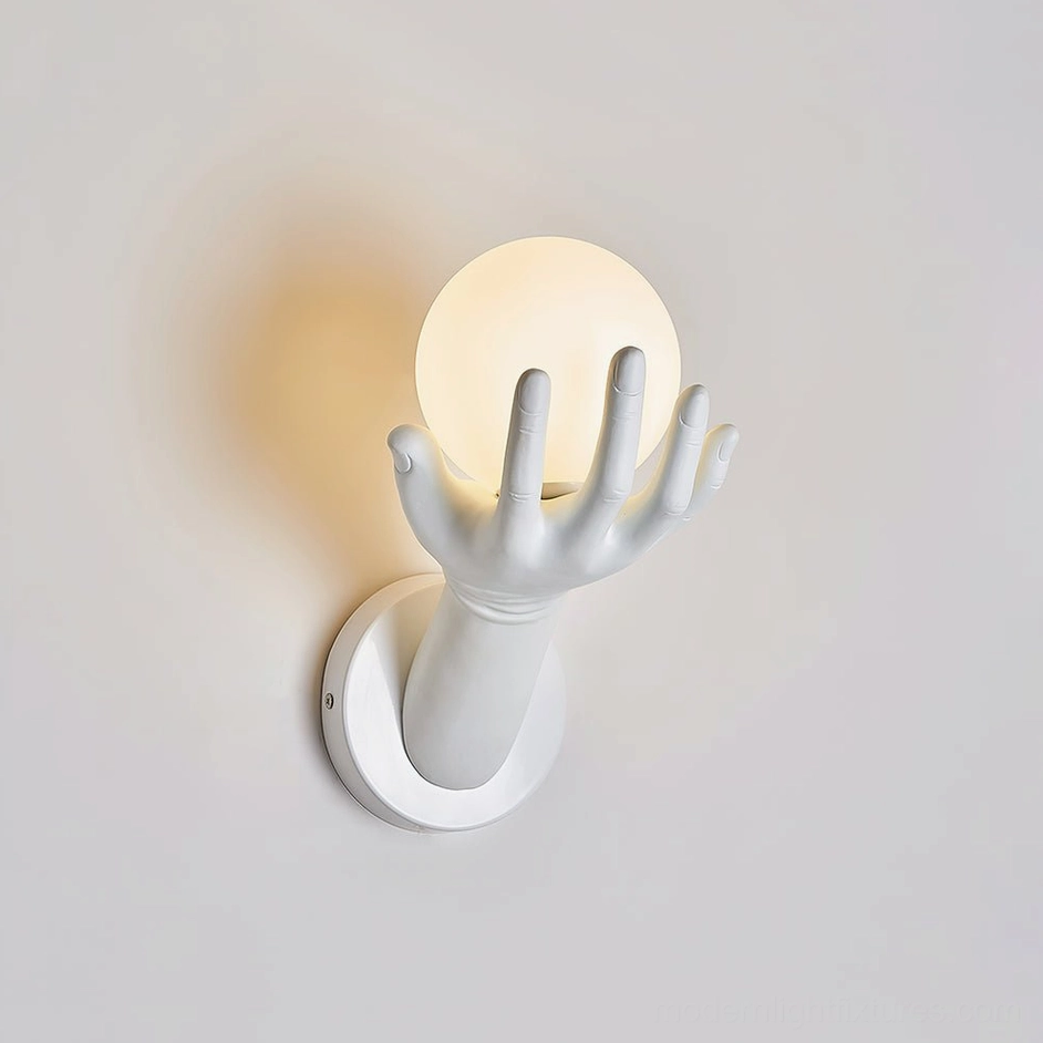 Hand of Victory sculptural wall sconce white matte finish modern minimalist style
