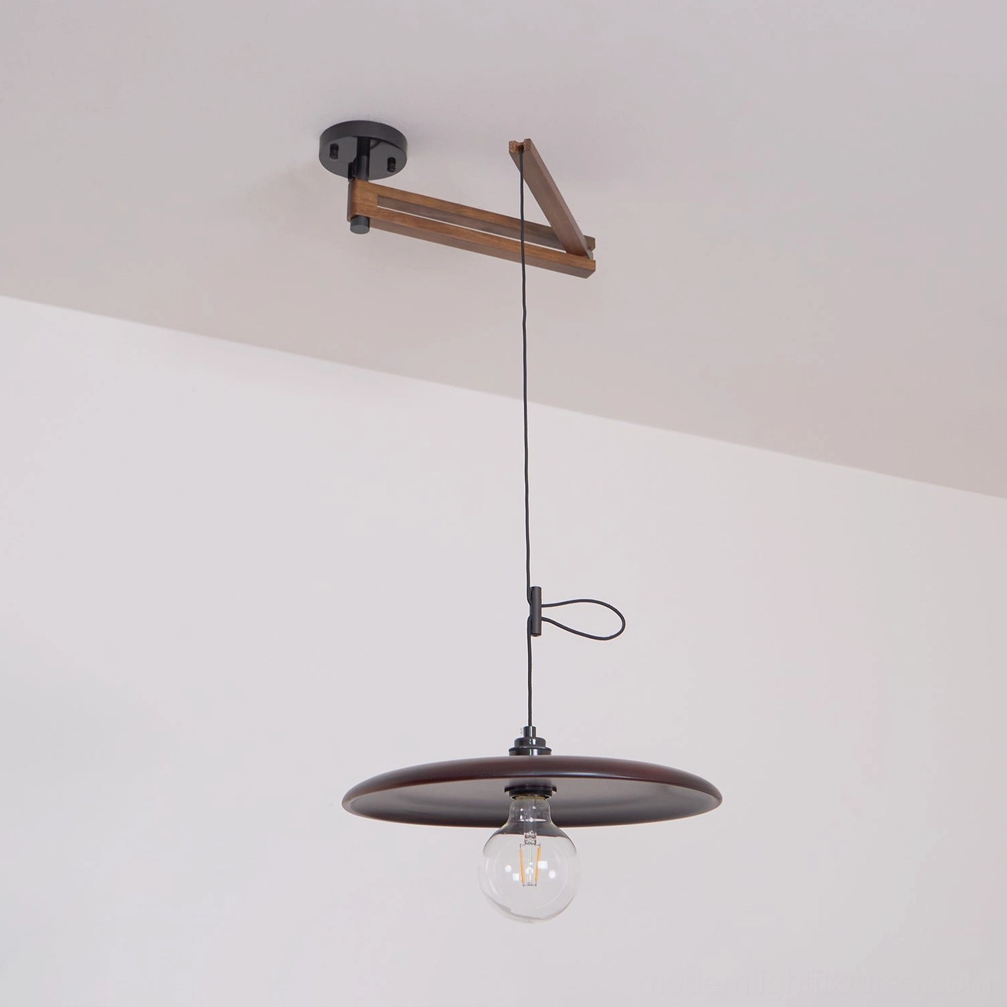 Contemporary pendant lighting fixture hardwired installation detail