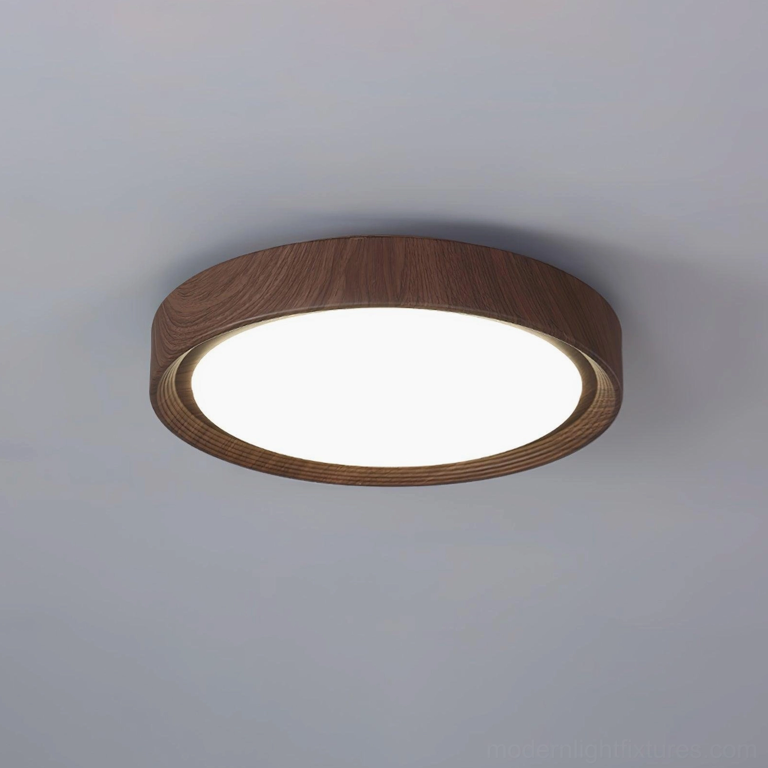 Hardwired installation walnut wood grain ceiling light professional residential electrical mounting