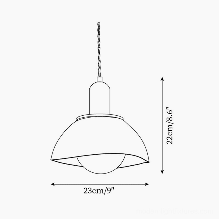 Technical schematic line drawing of Harley pendant lamp specifications showing 23cm diameter and 22cm height dimensions