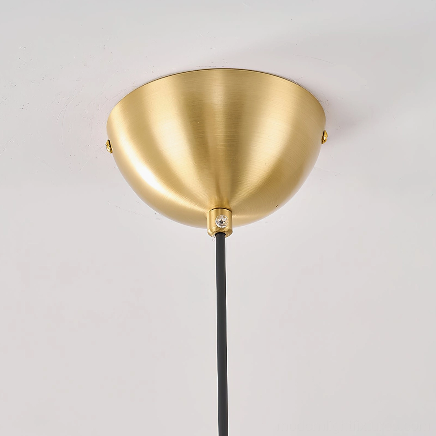 Harmony pendant light full product view showing proportions of fabric shade and wood hardware