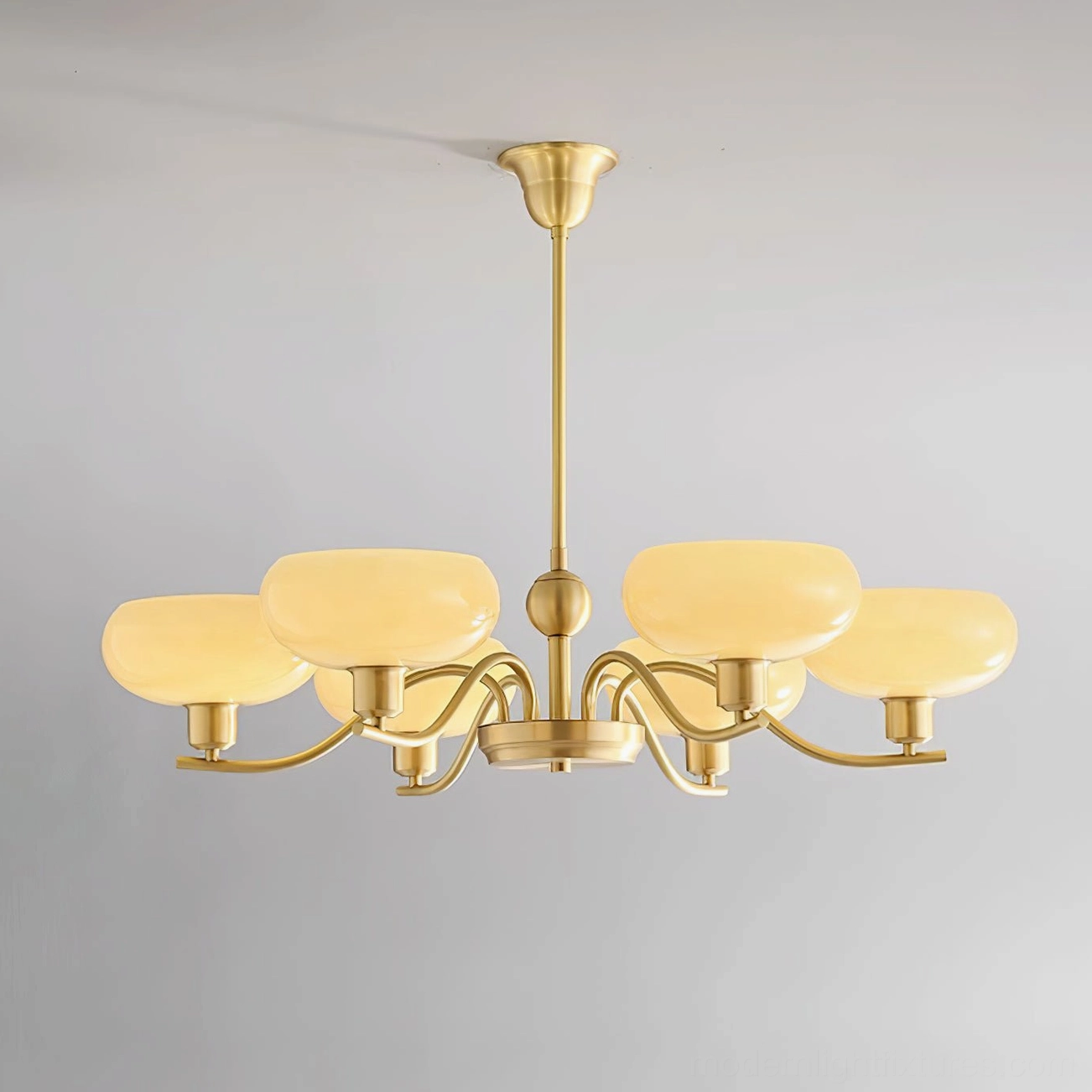 Havana multi-head pendant chandelier creating warm pools of light in home interior ambiance scene
