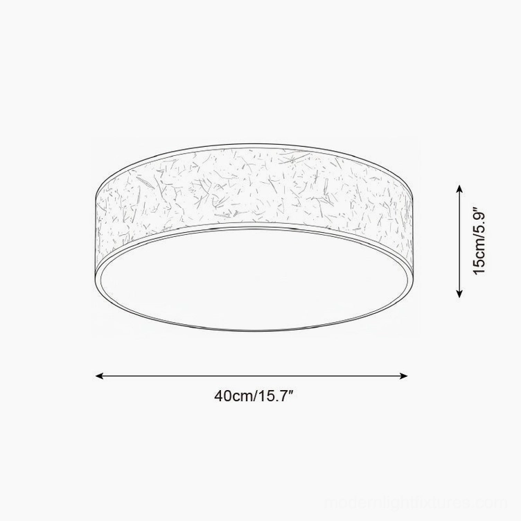 Hayden 40cm diameter ceiling light technical specification diagram with dimensions 40cm wide x 15cm height