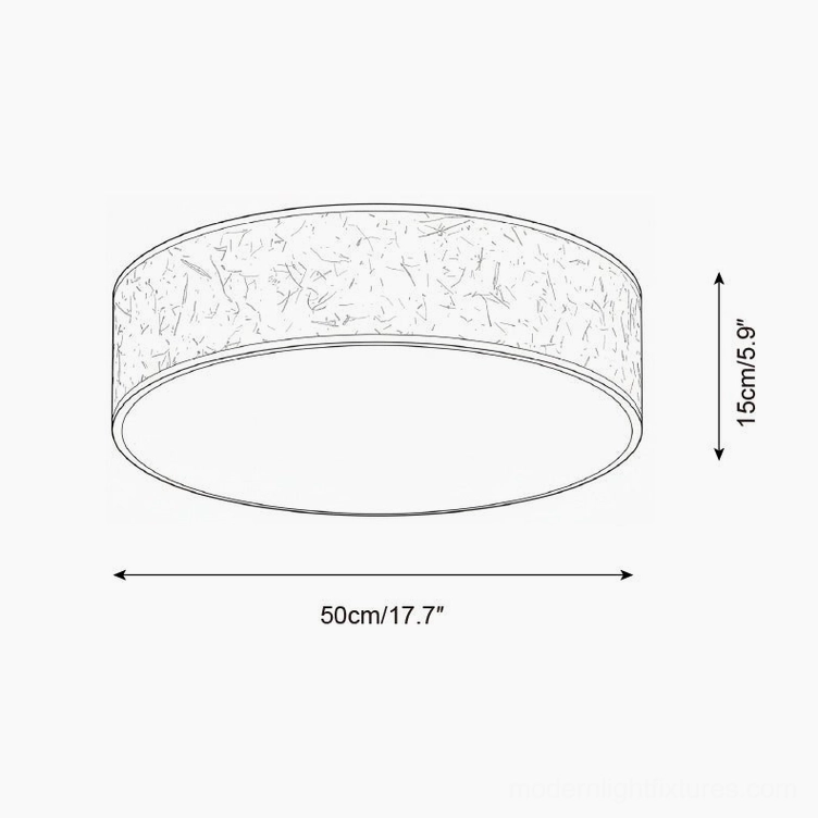 Hayden 50cm diameter ceiling fixture technical drawing showing 50cm diameter x 15cm height measurement