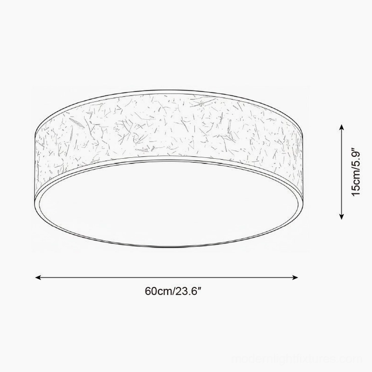 Hayden 60cm diameter ceiling light fixture dimension chart illustrating 60cm wide x 15cm height specifications