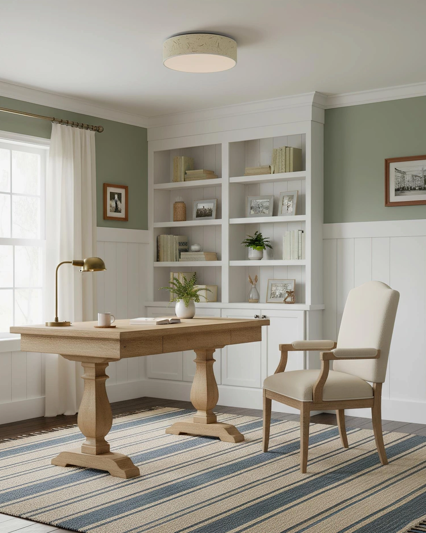 Hayden drum ceiling fixture demonstrating Scandinavian modern design aesthetics with natural material integration