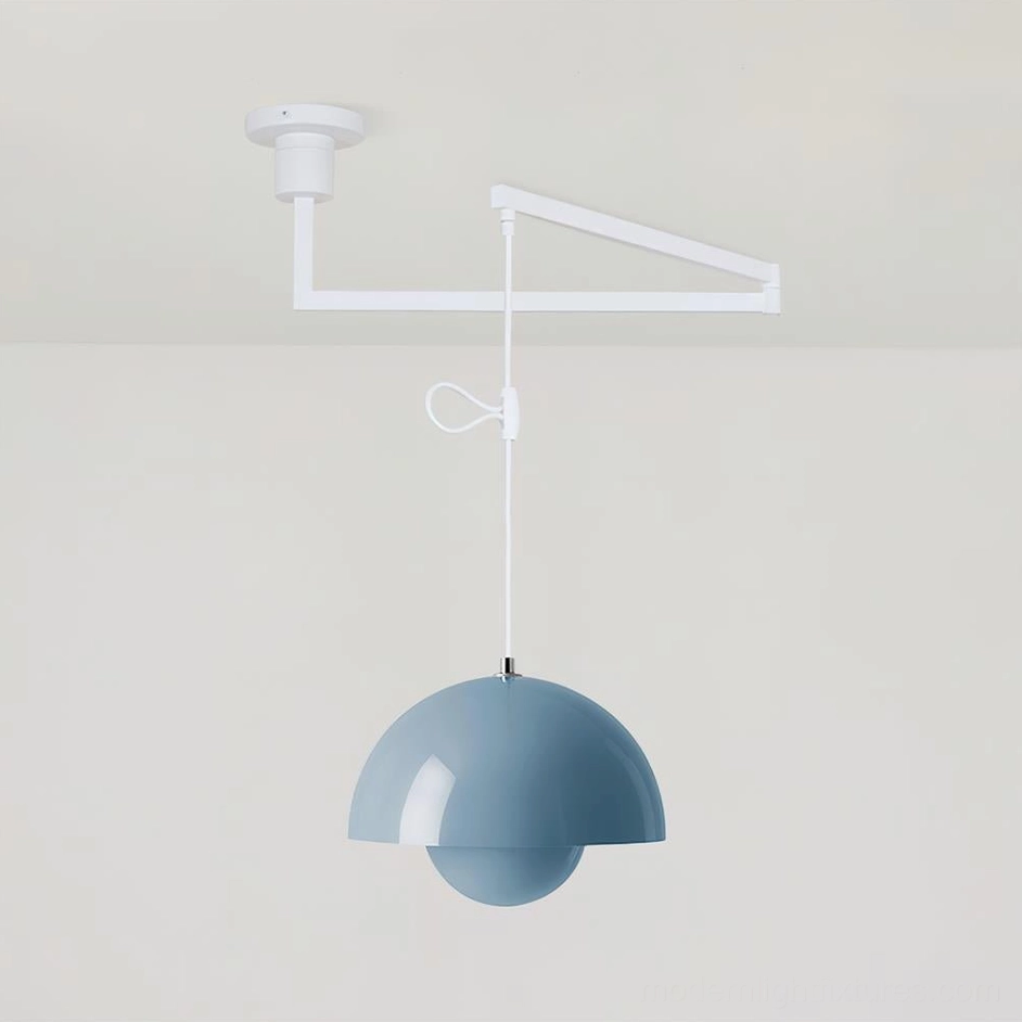 Haze blue rocker arm pendant light contemporary color dome design