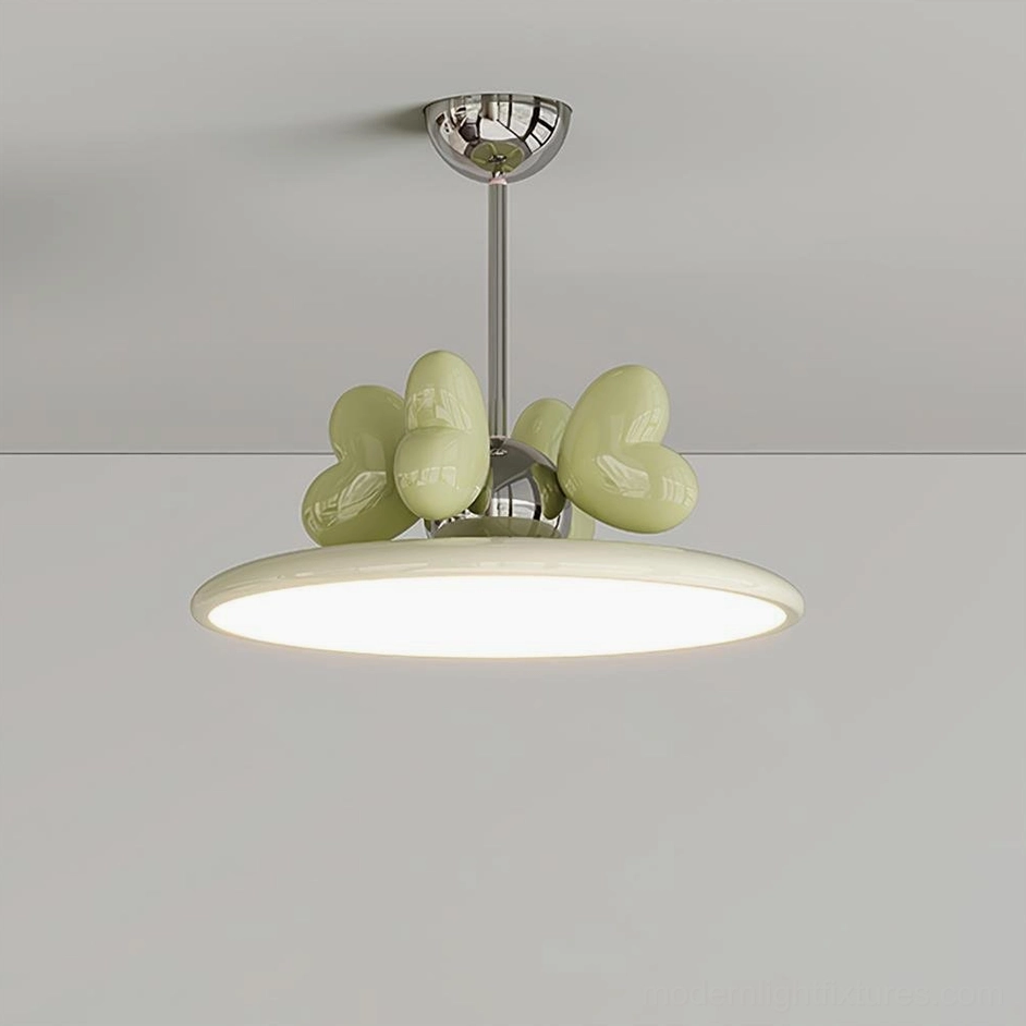 Large 50cm heart pendant light in green and beige color combination