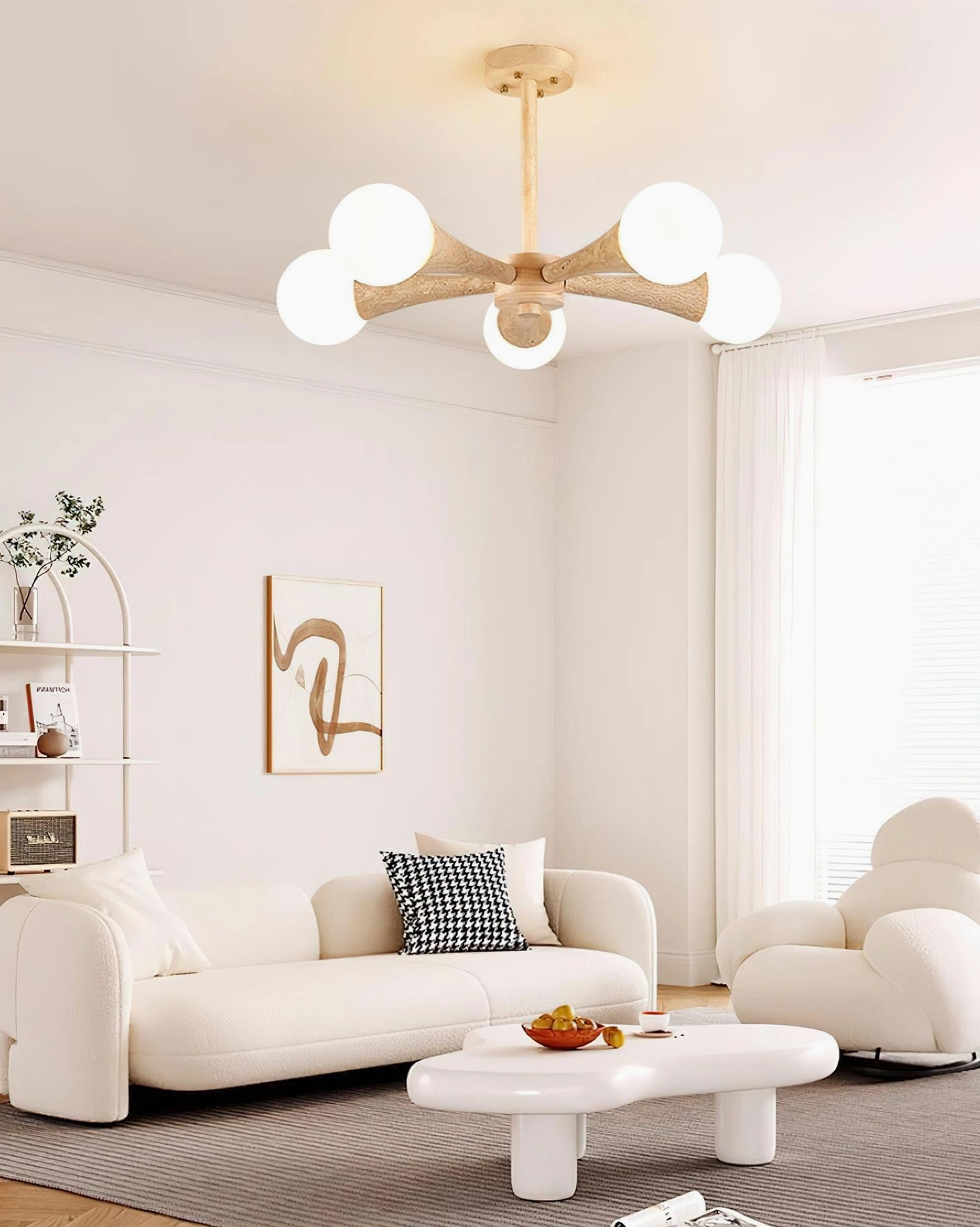 Hedra organic ceiling light in modern living room interior design setting