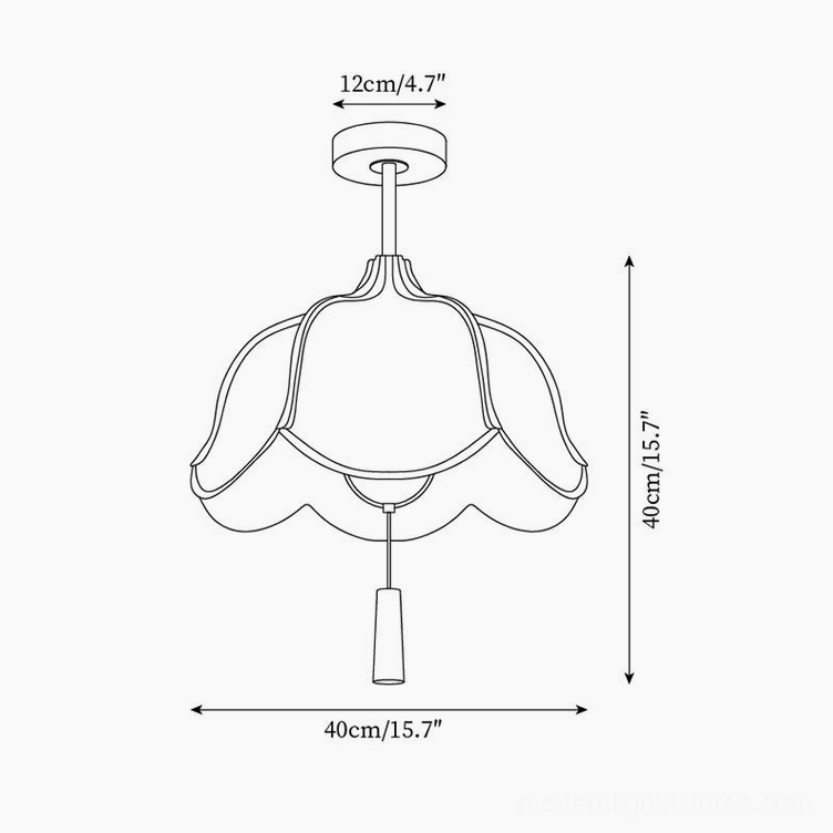 Helia ceiling light technical schematic orthographic drawing showing 40cm diameter and height dimensions specifications