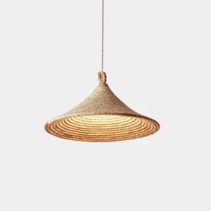 Yariah hemp rope pendant light with natural woven conical shade and matching hemp cord suspension