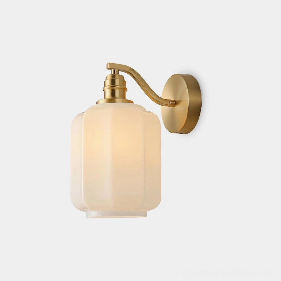 Henry brass and white glass wall sconce color comparison showing both finish options together