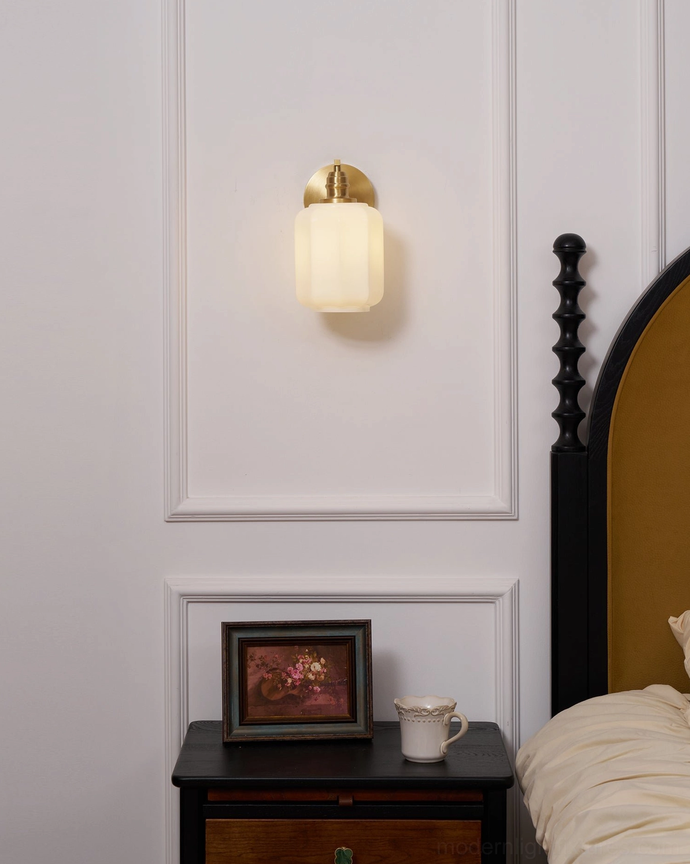 Henry wall sconce installation example showing proper electrical integration in hardwired wall mount