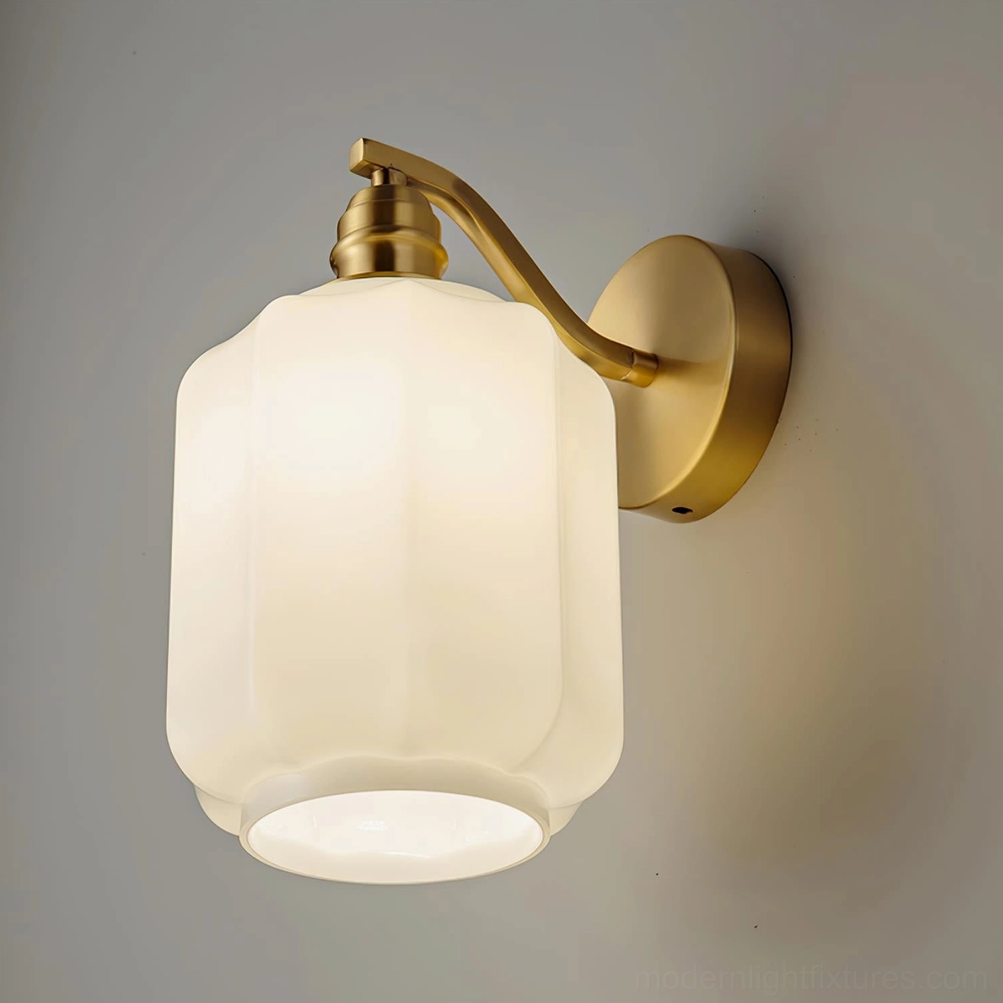 Henry wall sconce with octagonal frosted glass shade highlighting mid-century modern style