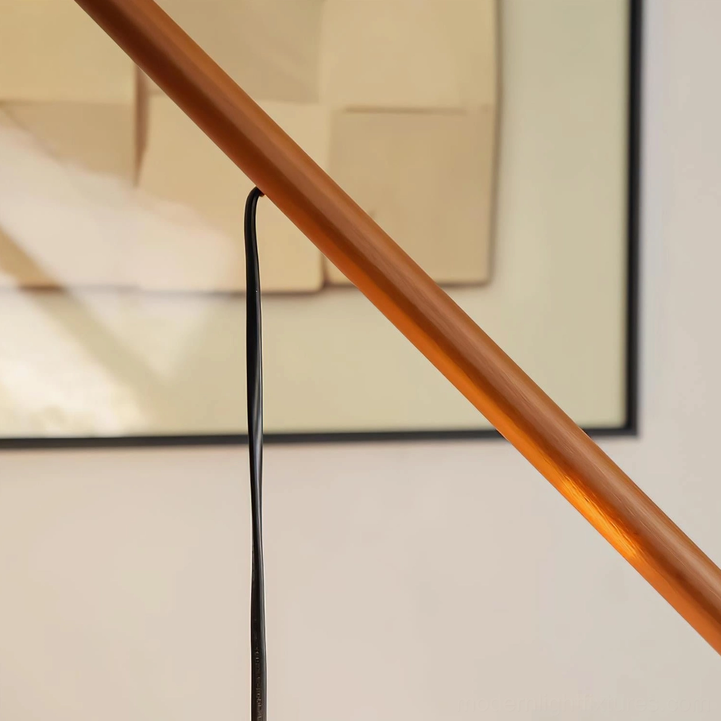 Modern Hikari arc floor lamp with fabric diffuser shade creating inviting warm illumination