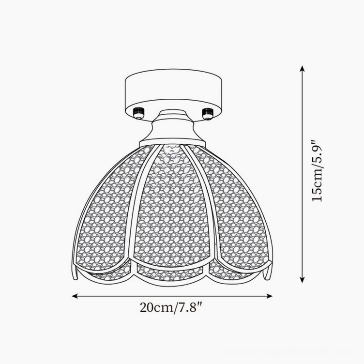 Design reference honeycomb textured stained glass ceiling light petal shade blueprint
