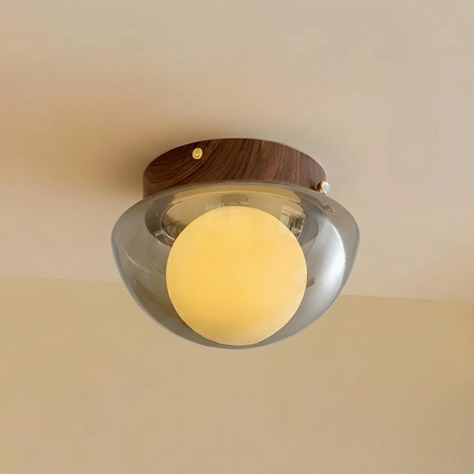 Honeyed Dome ceiling light in orange-red color creating bold statement lighting in contemporary interior
