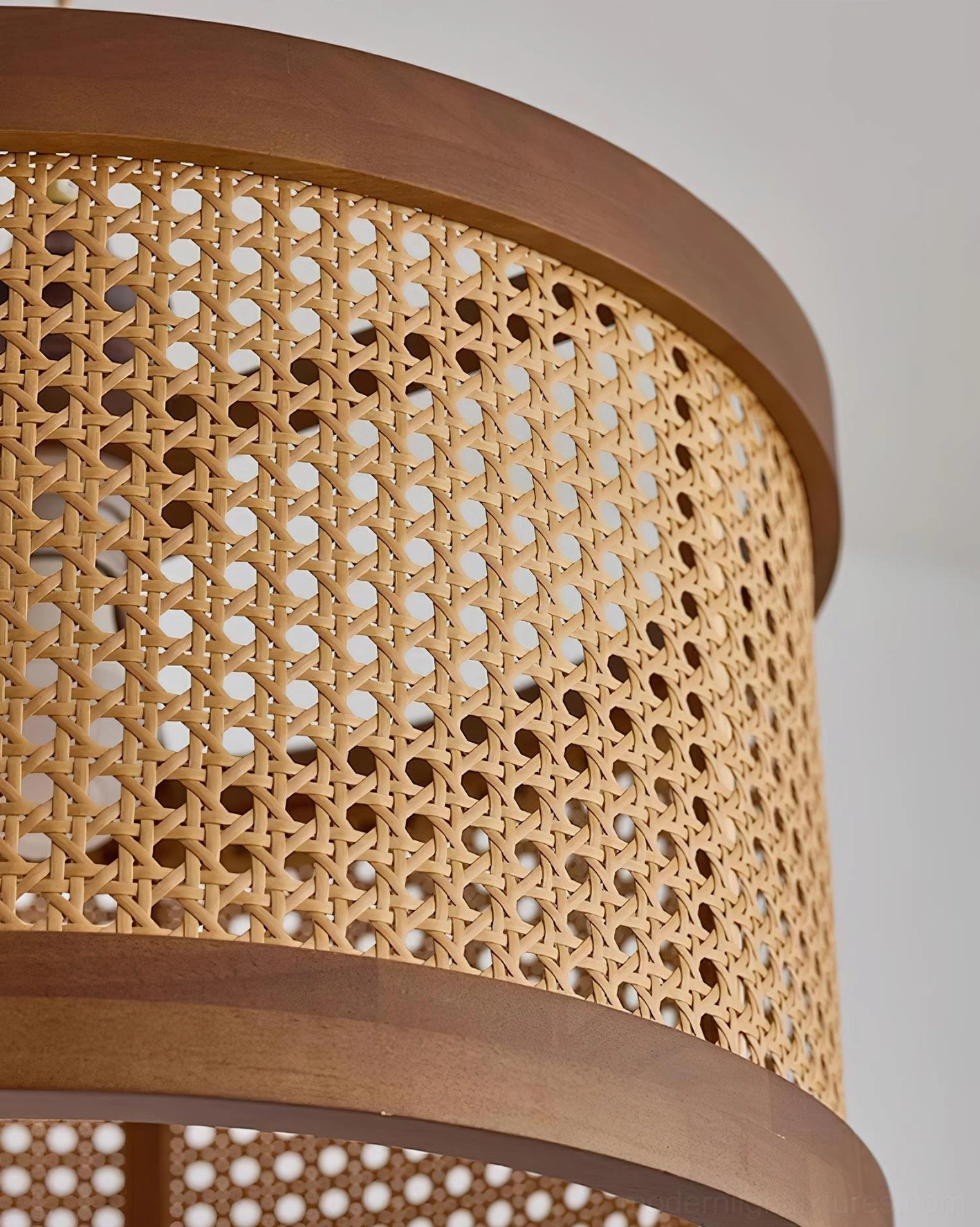 Hoopa bohemian rattan pendant lamp displaying organic weave texture and warm material tones