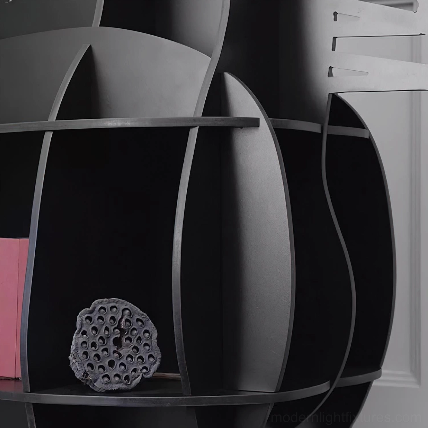 Modern black horse-shaped floor lamp detail view showing craftsmanship and material quality