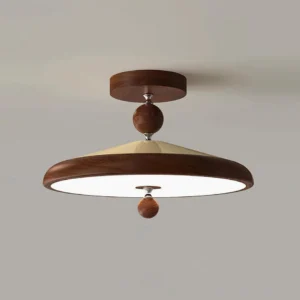 Dual-tone black and beige hover ceiling pendant lamp, three-quarter angle showcasing sculptural design