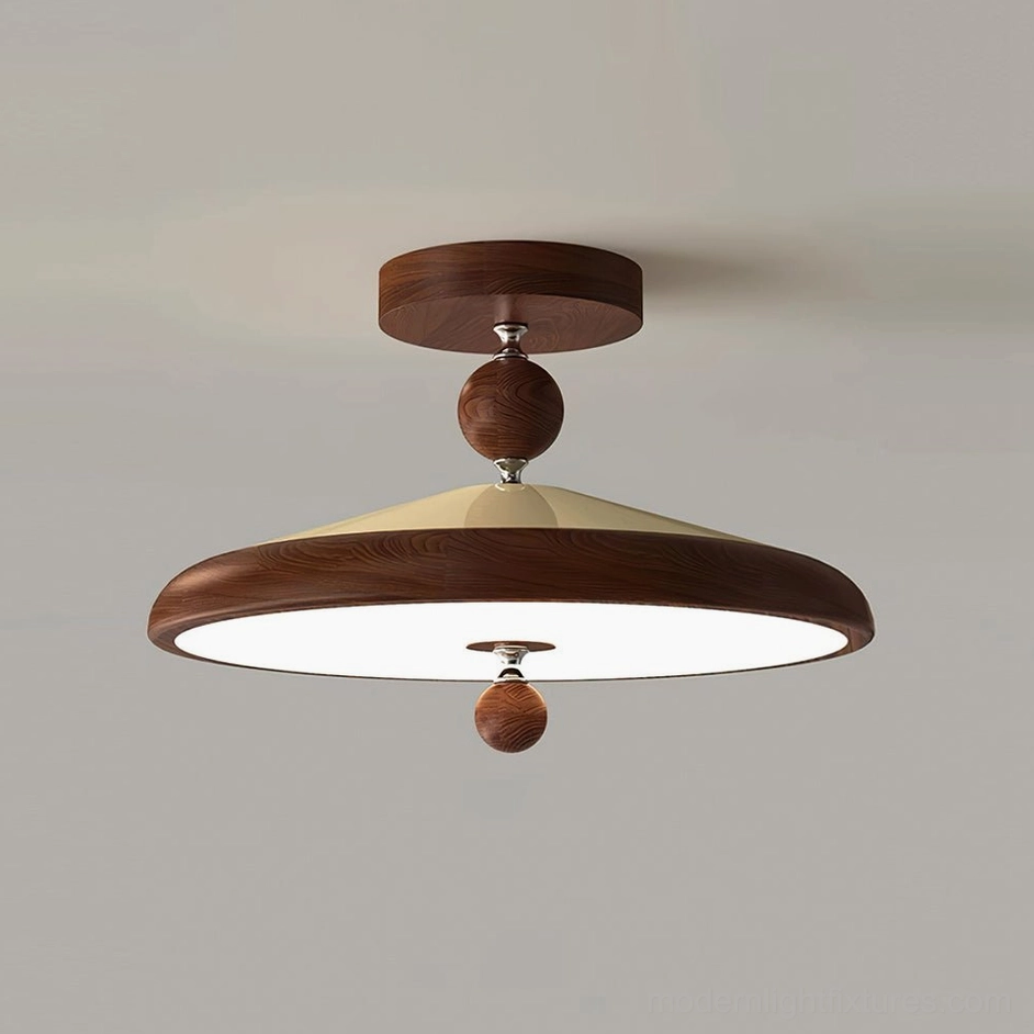 Dual-tone black and beige hover ceiling pendant lamp, three-quarter angle showcasing sculptural design